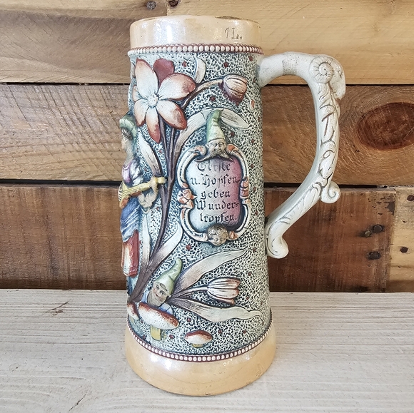 Antique 1901-1910 Adolf Diesinger ceramic beer stein #802 "Musicians" 1 L. - Picture 1 of 13